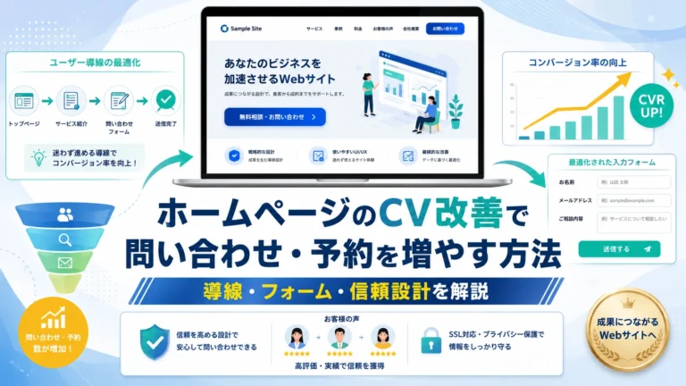 ホームページのCV改善で問い合わせ・予約を増やす方法｜導線・フォーム・信頼設計まで解説
