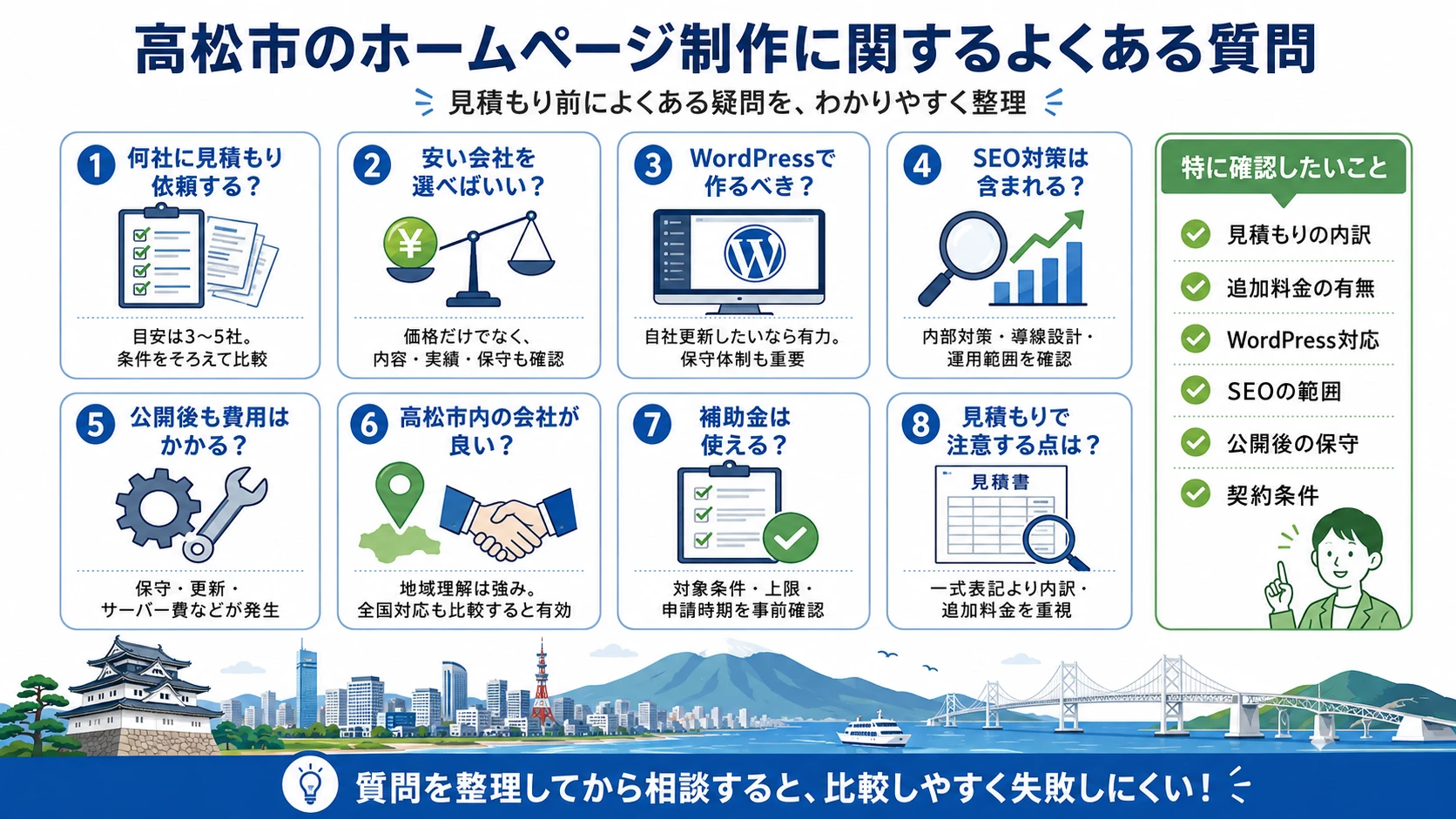 高松市のホームページ制作に関するよくある質問